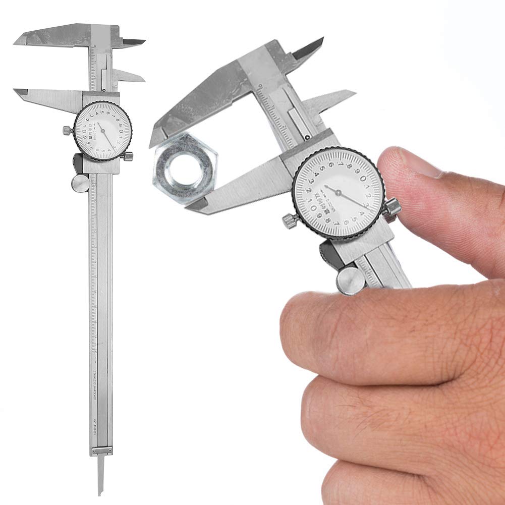 Calibre con esfera de acero inoxidable de 0 a 200 mm |Calibrador Vernier de alta precisión de 0,02 mm |Herramienta a prueba de golpes para metalurgia/carpintería/automoción