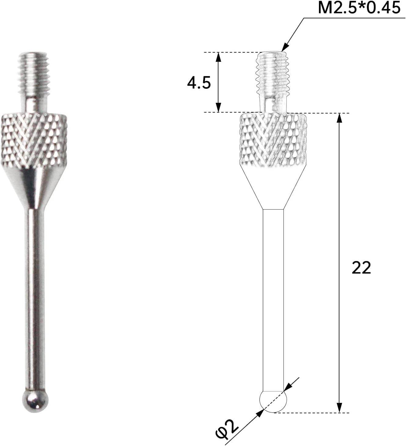 Technical drawing showing the dimensions of the CNCTOPBAOS 3D Touch Probe.