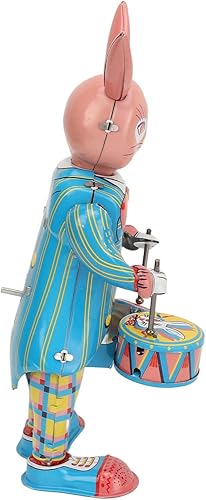 Miniatura 9 de BYERZ Juguetes de reloj retro de conejo, juguetes de cuerda de conejo, mano de obra fina y simple, hojalata de tambor oscilante para colección