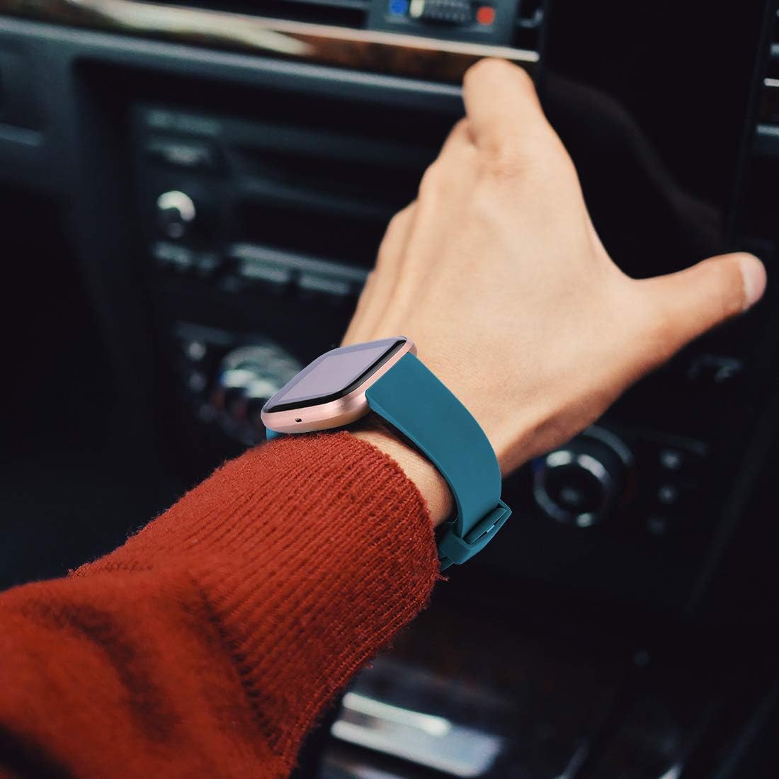 Maledan Compatible with Fitbit Versa 2/Versa/Versa SE/Versa Lite Bands for Women Men, Waterproof Soft Silicone Band Classic Sport Strap Replacement for Fitbit Versa Watch, Large, Slate Blue