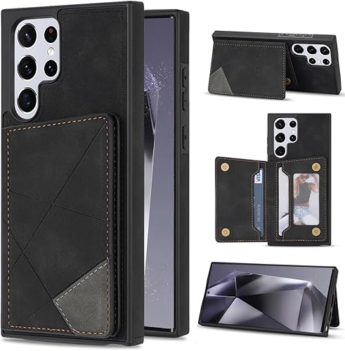 Funda para Galaxy S24 Ultra 5G, diseño para Samsung S24U, funda de teléfono tipo cartera con función atril de piel sintética, ranuras para tarjetas,