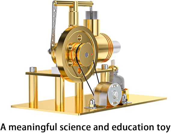 Hot Air Stirling Engine Model Kit, DIY Metal Balance Stirling Steam Engine Model That Works, Mechanical Electricity Power Generator Model Learning Physics Model