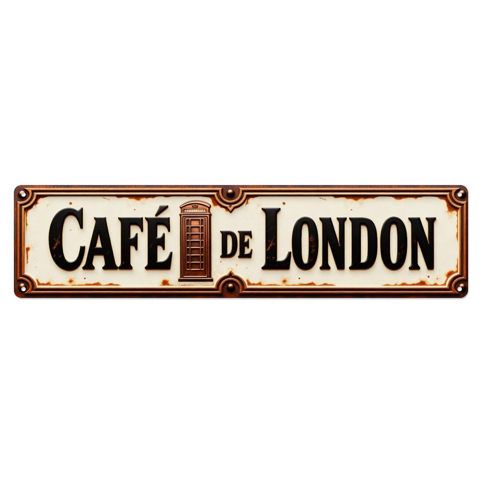 Cafe De London Sign Pattern Metal Tin Sign Plaque