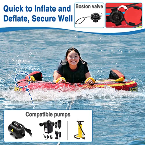 Affordura Water Tubes With Fins 67In Towable Tubes For Boating, Boat Tubes And Towables 2 People With Quick Connector And Storage Bag (Red, 2 Person Tube) #TOP5