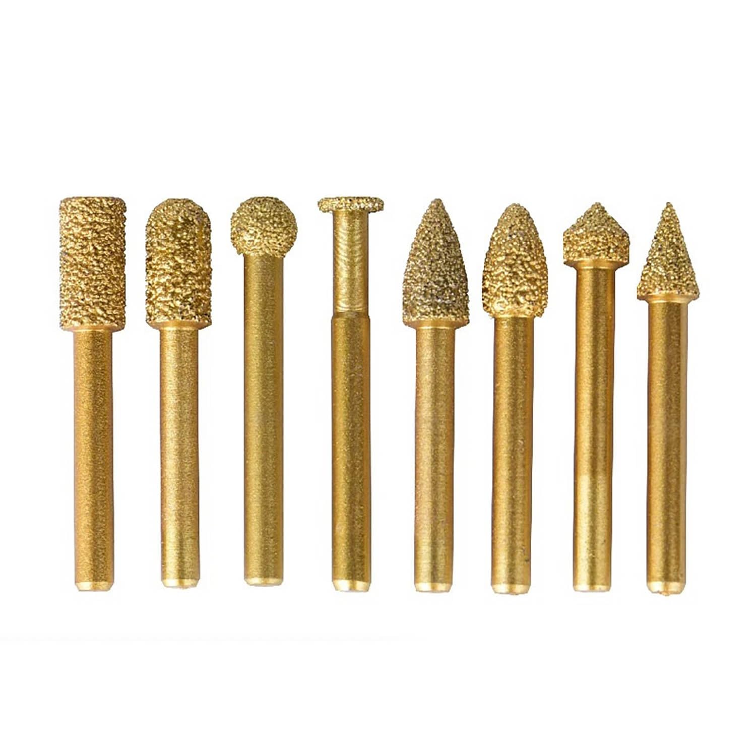 20pcs Stone Engraving Router Bits Marble Granite for CNC Machine Carving Tools Golden
