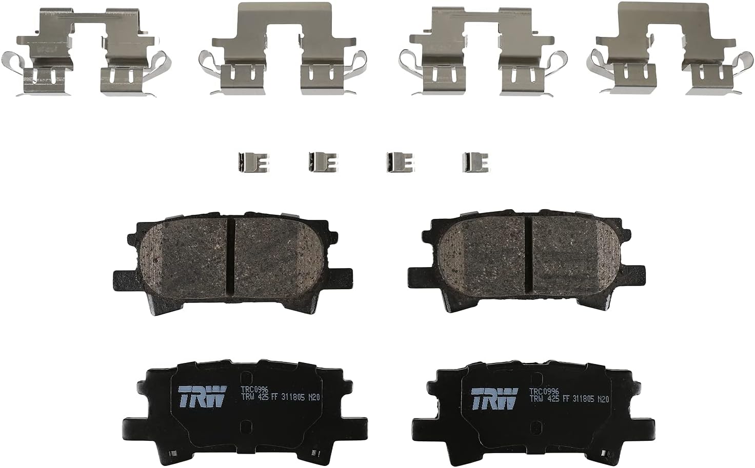 TRW Pro TRC0996 Disc Brake Pad Set For Toyota Highlander 2004-2007, Rear, And Other Applications