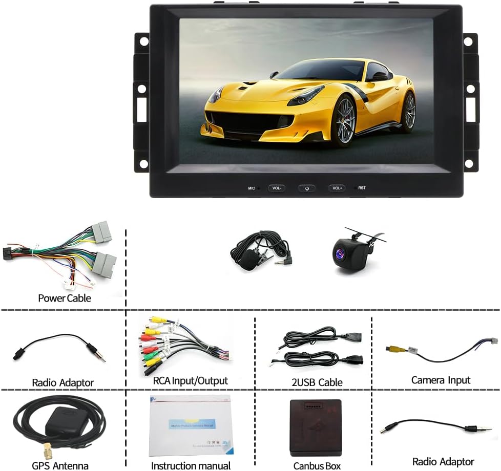 Car Stereo for Jeep Commander 2006 2007 for 2005 Jeep Grand Cherokee for Chrysler 300 for Dodge Charger 2005-2007,8HD Touchscreen Car Radio,Wireless CarPlay & Android Auto-2+32G