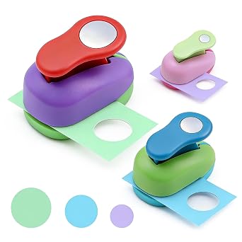 3 Sizes Circle Punch Set, Hole Puncher for DIY Card Making, Scrapbooking & Paper Crafts, 3/8" 5/8" 1" Inch Craft Punch, Office Supplies, DIY Albums, Photos Random Color