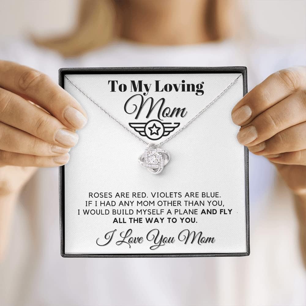 Pilot's Mom Love Knot Necklace - Mothers Day Gifts, Boy Mom Necklaces For Women, Mama Necklace Gift Son, Birthday Gifts Ideas, To My Loving Mom Necklace From Son, Valentines Day Gift, Mother Love Necklace, Brithday Gifts For Her, Christmas Gift Mom