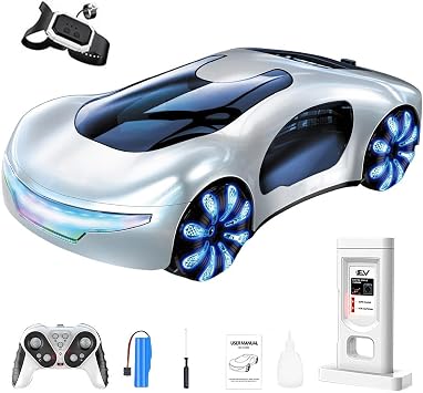 2.4G Gesture Sensing RC Stunt Car, LED Drift Racing Car with Spray Boost, USB Charging Station & Music Effects 360 Flip Toy Gift Handle+Watch RC Version