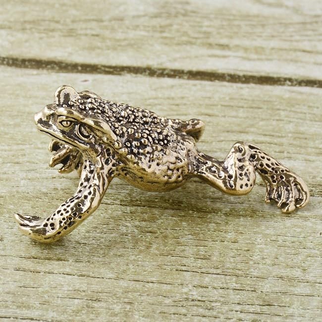 金属製カエル装飾品 シルバー銅 アンティークシルバーのカエルベルトバックル：ピューター製の動物