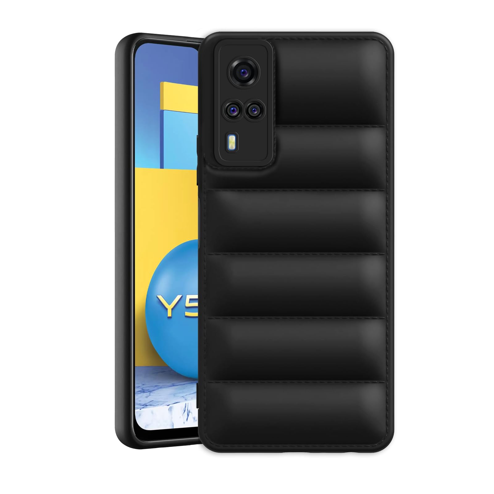 Amazon Brand - Solimo Puffer Case Camera Protection Soft Back Cover for Vivo Y51 2020 - Black (B0CQT6R9GL) Amazon Price History, Amazon Price Tracker