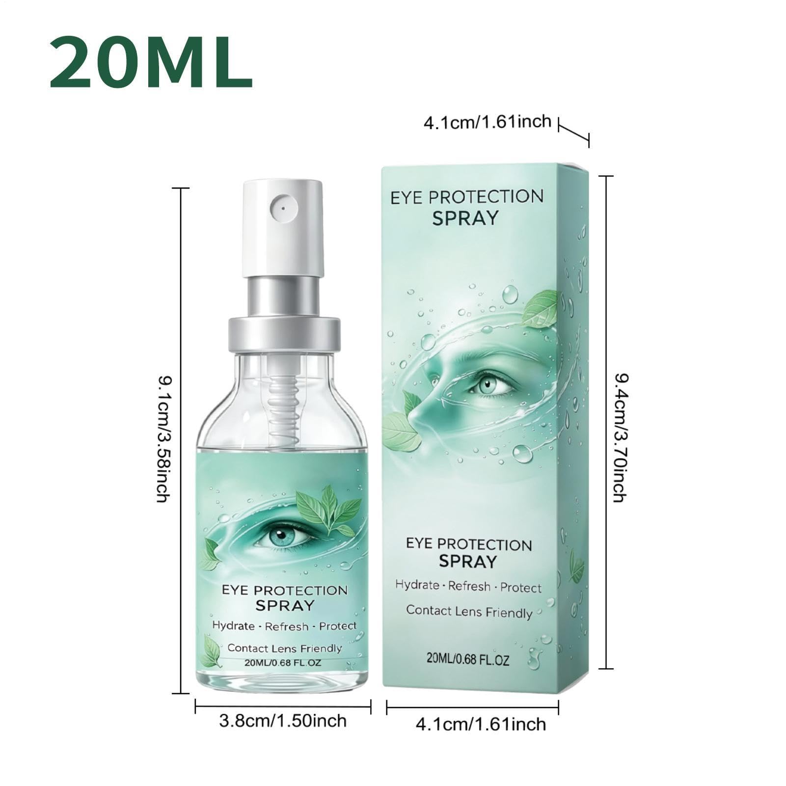 Spray do oczu, 20 ml, delikatny nawilżający, uspokajający, ochronny spray do oczu, do domu, biura, podróży, pracy, jazdy, czytania, dla mężczyzn i kobiet, użytkownicy ekranu