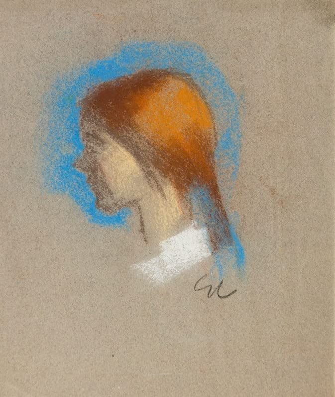 Étude d'une tête de jeune fille de profil Sir George Clausen Poster Toile Décoration 60x90