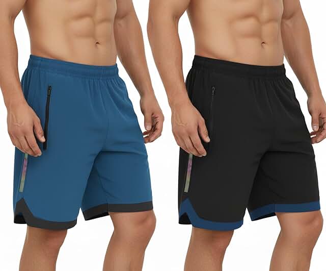 Jmax Sports Training Running Dry Fit Solid Shorts for Men (Pack of 2) (XL, Black/TBLUE)