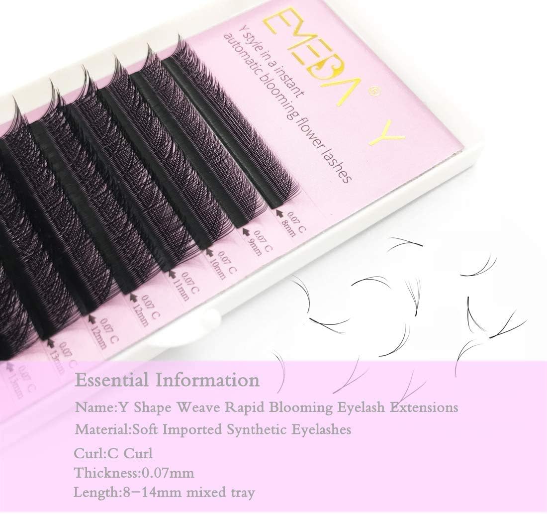 Y Lash Extensions C Curl .07mm Premade Volume 2D Fans Eyelash Extension .07 Mix YY Type Wispies Soft Eye Lashes 9mm Supplies by EMEDA - Image 3