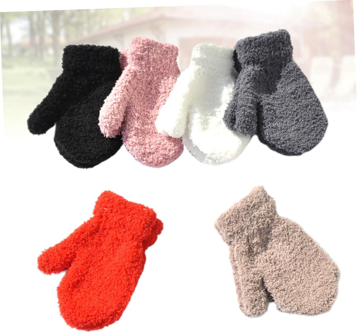 BESPORTBLE 6pairs Boy Girl Knitted Mittens for Girls Full Finger Hand for Cold Days Includes