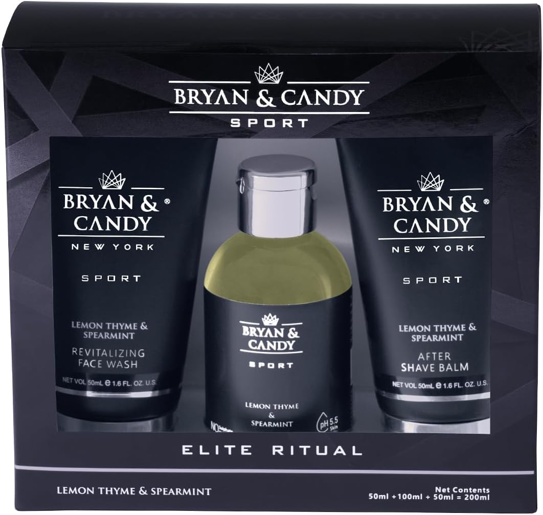 Bryan & Candy Complete Face & Body Care Kit Gift Set for Men |100% Vegan | Skin-Friendly pH 5.5 for All Skin Types,SLS & Paraben Free (Small Lemon & Thyme Kit)