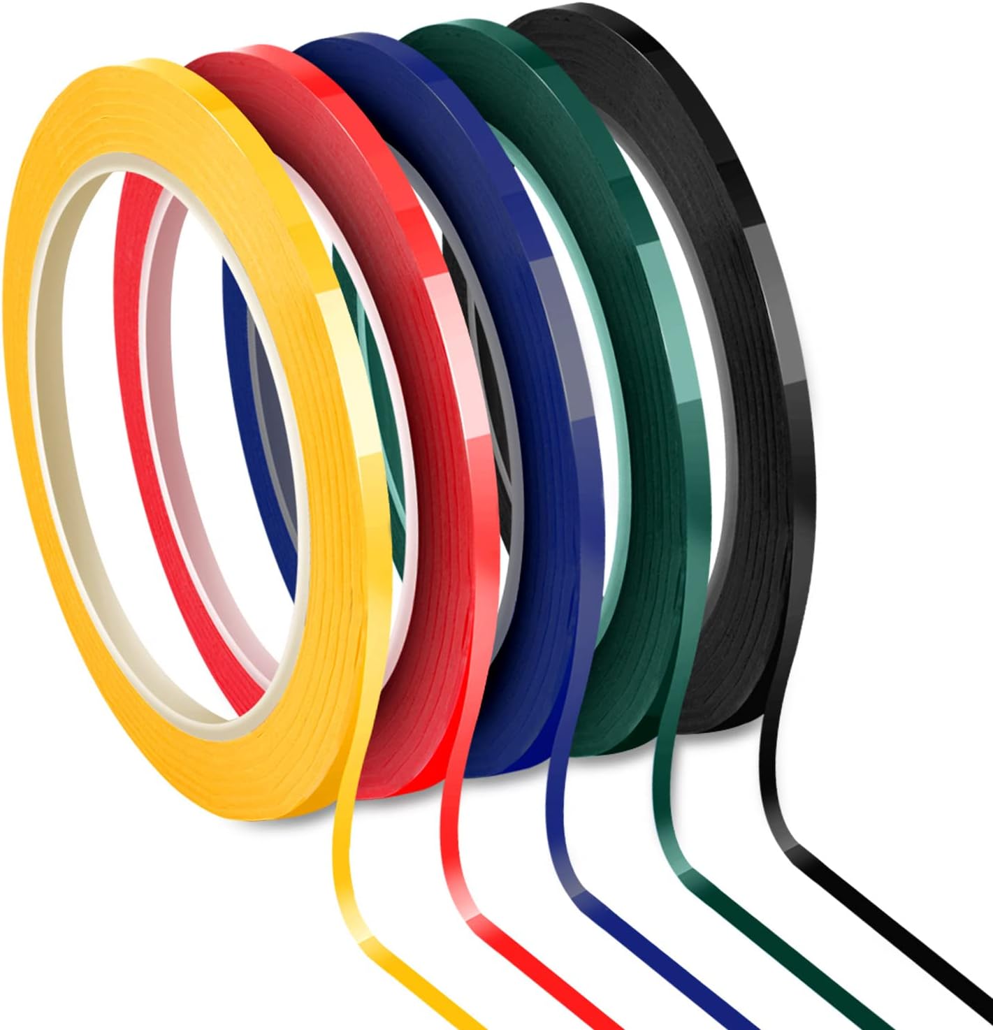 Whiteboard Tape, Graphic Chart Tape, Self Adhesive, Assorted 5 Colors, 3 mm x 66 m per roll, Pack of 5 Rolls