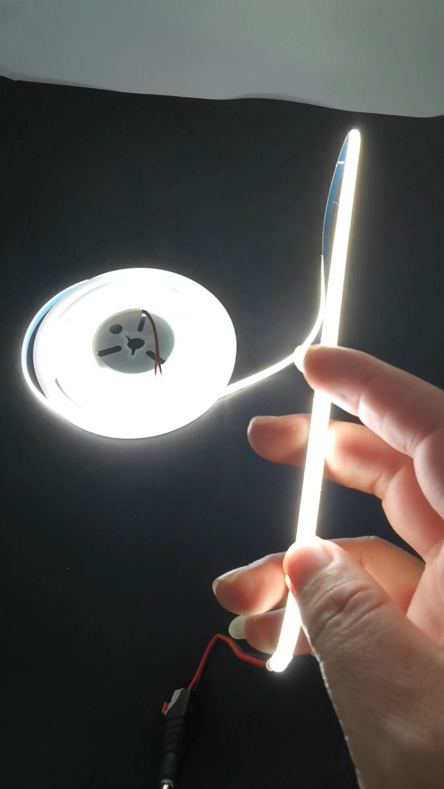 Image of DC 12V /24V 5MM Width Thin PCB Premium High Brightness COB LED Strip 50W 384LEDs /M Flexible High Density Chips CRI 90+ UHB Warm Natural White Light 5 Meters (White Light 6000K, DC 24V)
