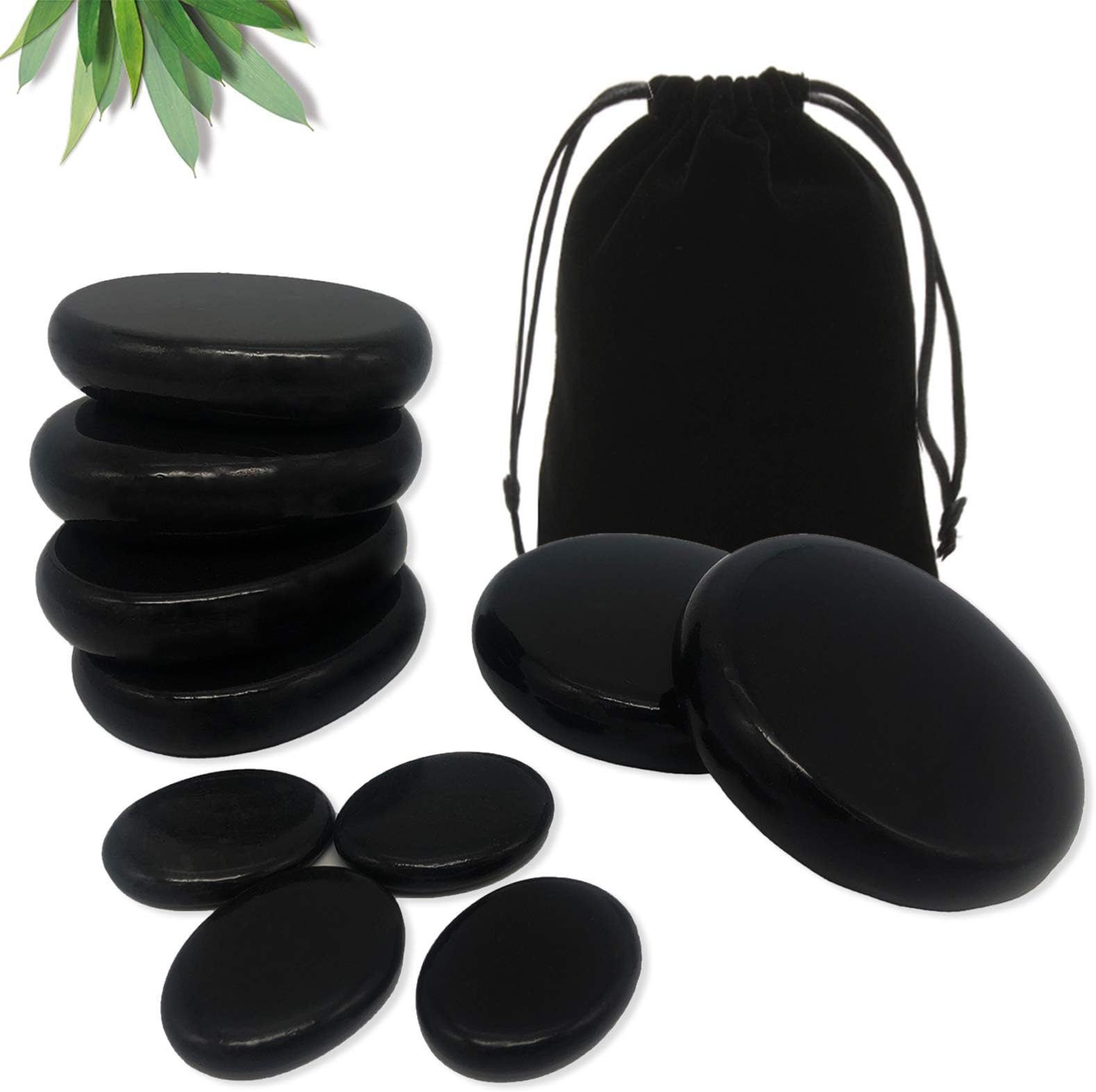 Basalt Massage Rocks, 10 pcs Hot Stone Massages Set, Warmer Stones for Professional or Home Spa, Relaxing, Healing, Pain Relief