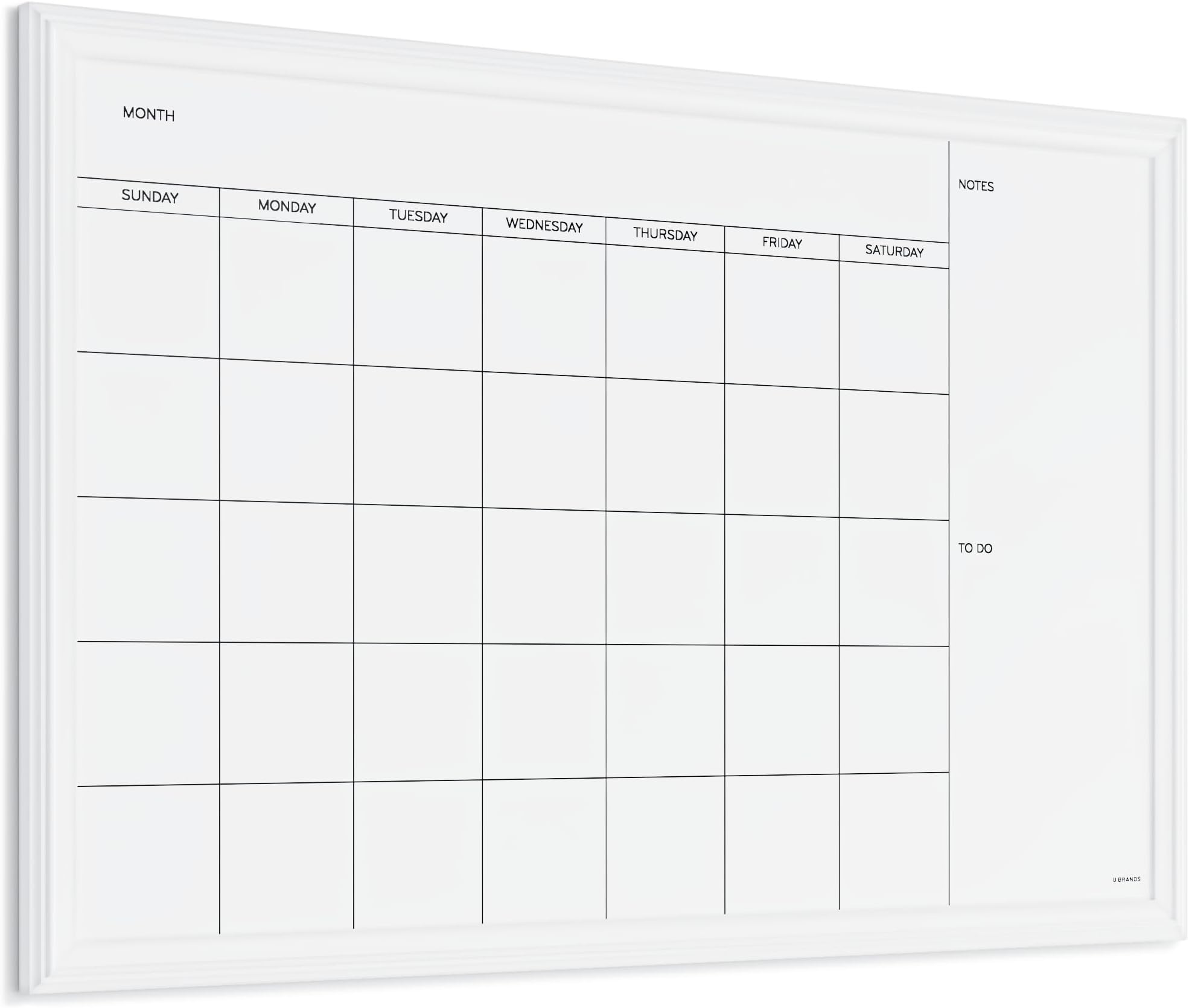 U Brands Magnetic Dry Erase Calendar Board, 20 x 30 Inches, White Wood Frame (2075U00-01)