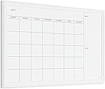 U Brands Magnetic Dry Erase Calendar White Board, 30" x 20", White Wood Style Frame, Includes Magnets
