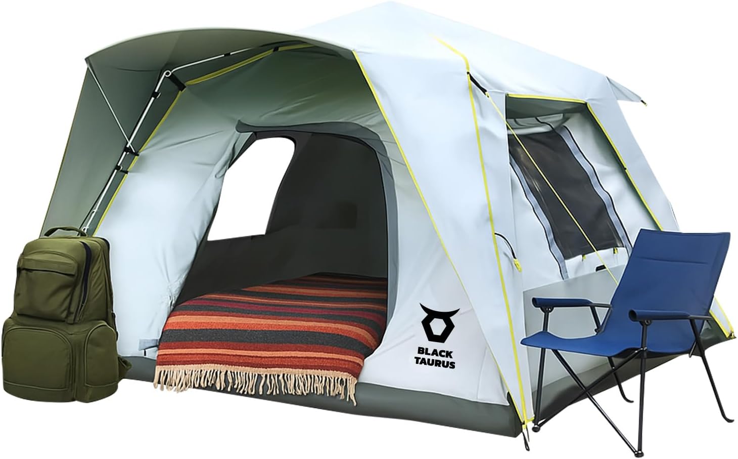 Turbo Heavy-Duty Camping Tent – Quick-Setup 4-Season Family Tent with Waterproof 150D Shell & Instant Frame – Choose Capacity (HD 300/HD 450) & Color