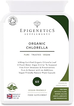 Organic Chlorella 430mg | Natural Chlorella Vulgaris Herb Supplement | 60 Vegan Friendly Capsules UK Made | 1 Capsule Daily 2 Month Supply