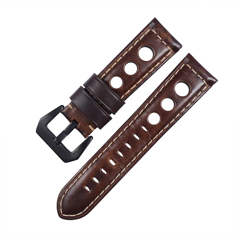 Bracelet De Montre En Cuir Noir Vintage - Largeur 20mm - Ancien Stock D'horloger - Neuf Sans étiquette
