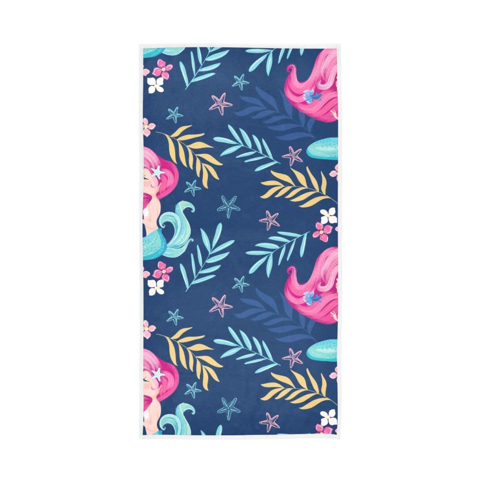 LSRCPD Mermaid Bathroom Handtowel, 15 x 30 Inches Absorbent Hand Towel Spa Hand Towels Printed Hand Towels
