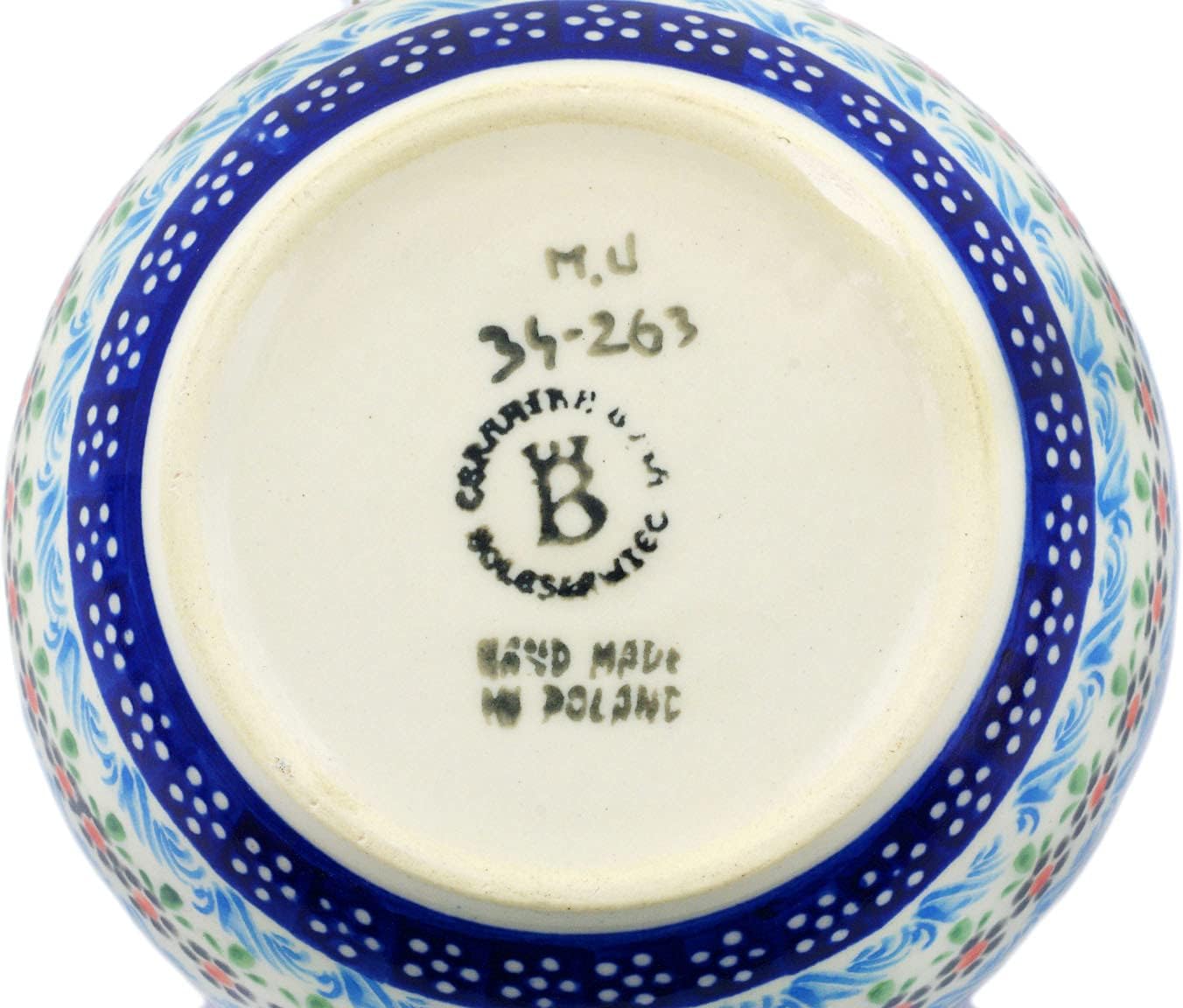 Polmedia Polish Pottery Bowl 5-inch - Spring Country Trip Pattern Handmade in Boleslawiec Poland by Ceramika Bona + Certificate of Authenticity