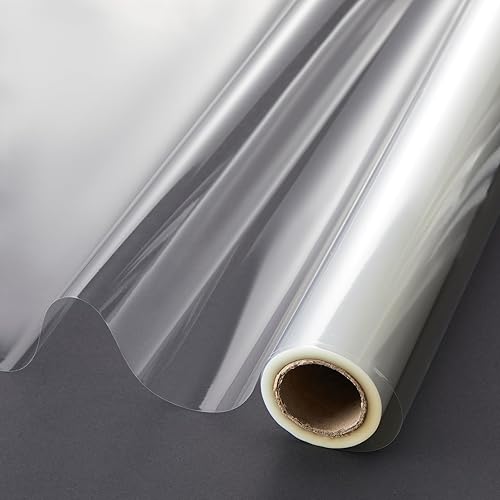 Miniatura 3 de Tigeen Rollo de celofán transparente con 6 rollos de cintas, 16 pulgadas x 100 pies, papel de celofán grueso translúcido de 2.3 mil para cestas de