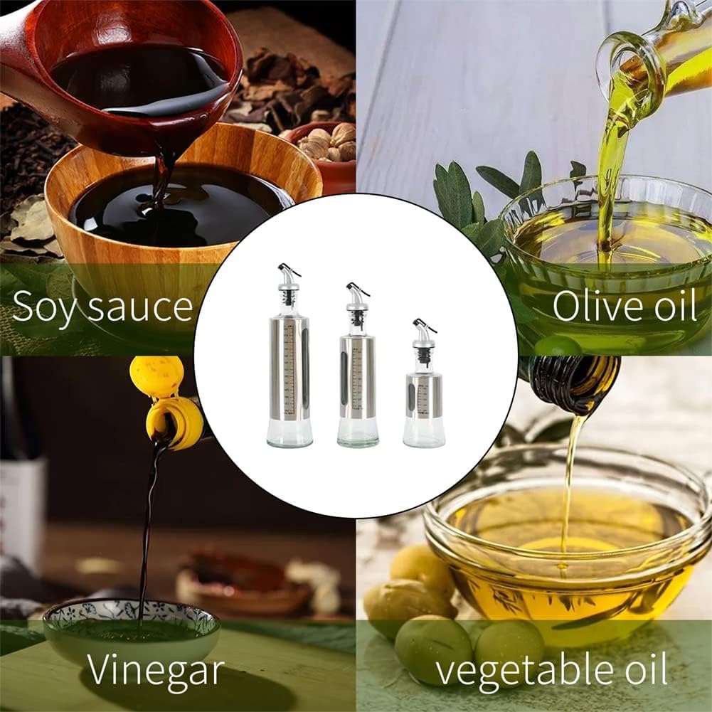 HomeCloud Stainless Steel and Glass Oil Dispenser Bottle with Measuring Scale | Perfect for Olive Oil, Sauces, and Vinegar | Leak-Proof Auto Flip Non-Drip Spout | Capacity -200ML - Image 7 thumbnail