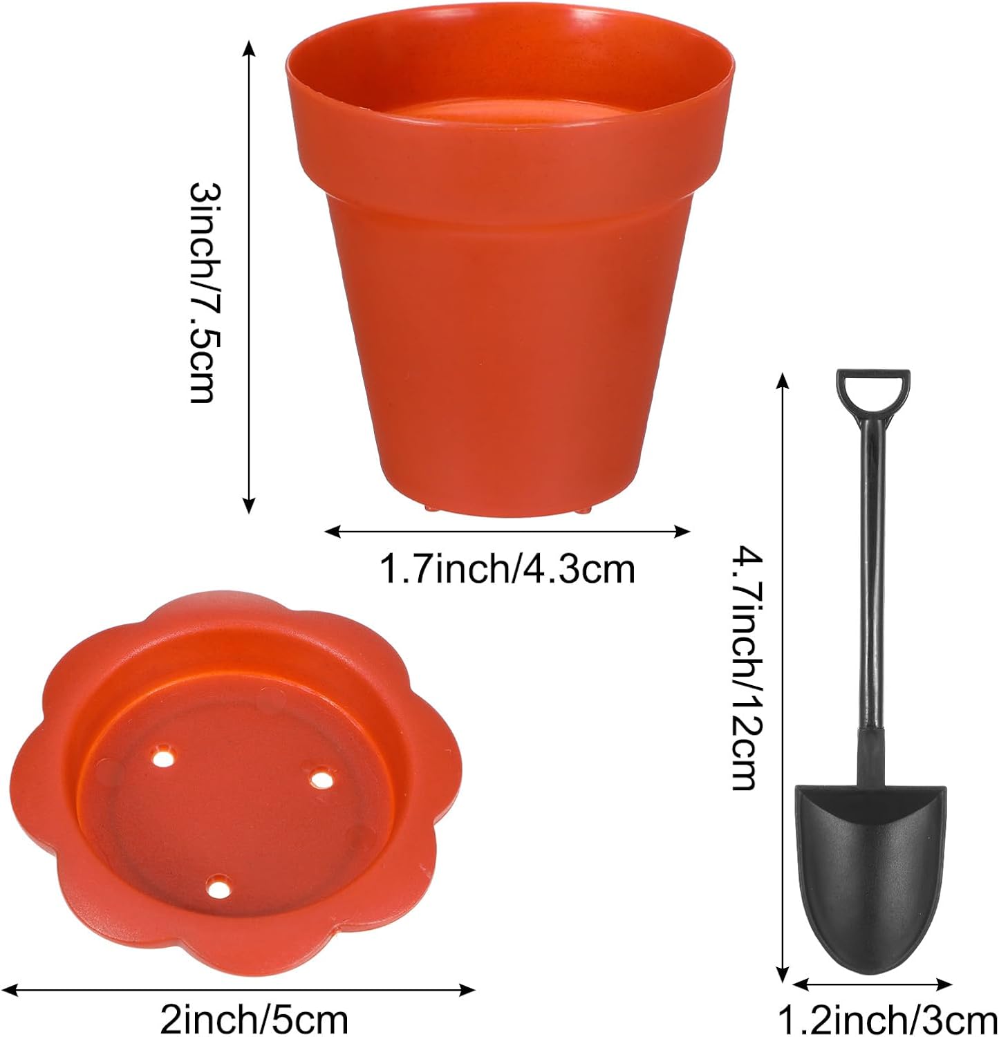 60 Sets Flower Pot Dessert Cups with Bottom Trays and Spoons Mini Flower Pots Plastic Dirt Cake Cups for Ice Cream Yogurt Pudding Mousse Party Baking Supplies
