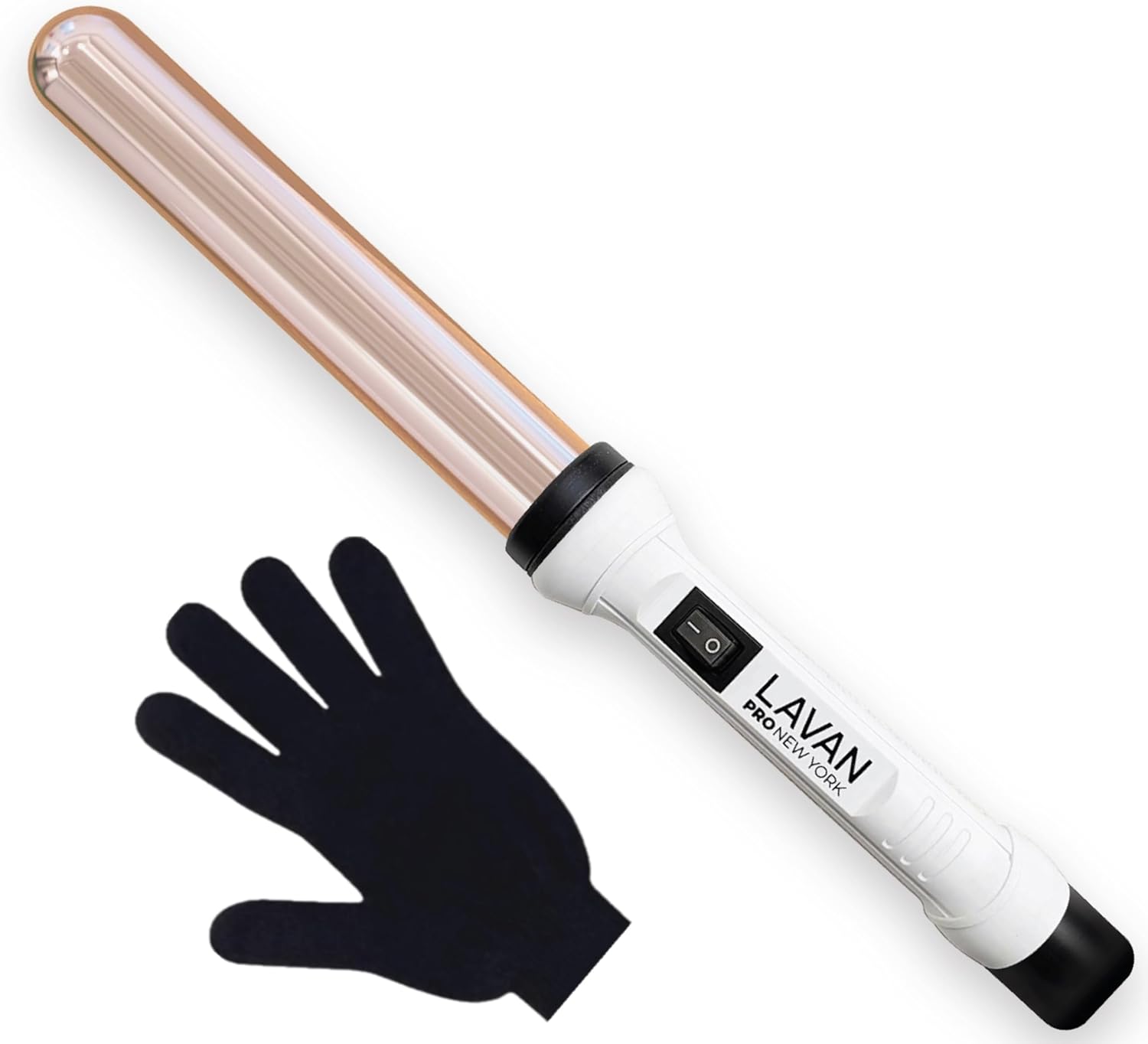 Ceramic Titanium Curling Wand 1.25 Inch 32mm Gold with Glove | Professional Hot Tools Curling Iron | Best Hair Curler Wand for Frizz Free Lasting Flawless Waves.