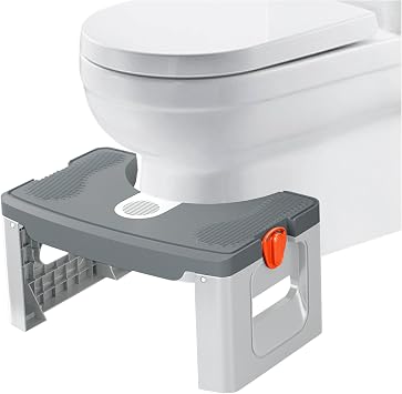 Toilet Stool, Ergonomic Bathroom Poop Stool for Squatting Posture, Portable Plastic Potty Stool for Adults & Kids Foldable Bathroom Leg Raiser Stand Feet - Anti-Slip Feet