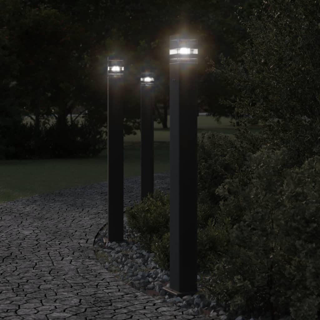 Zewnętrzna lampa podłogowa z wtyczką, czarne aluminium 110 cm