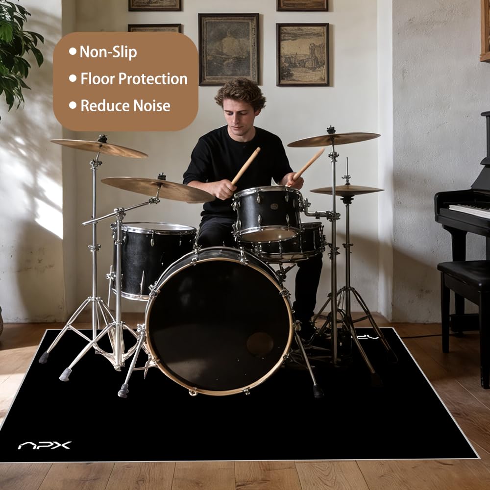 Drumming - Tappeto a percussione, 1,2 x 1,8 m, antiscivolo, fonoassorbente, per interni ed esterni, kit di percussioni elettroniche jazz per bassi e rullanti, per principianti.