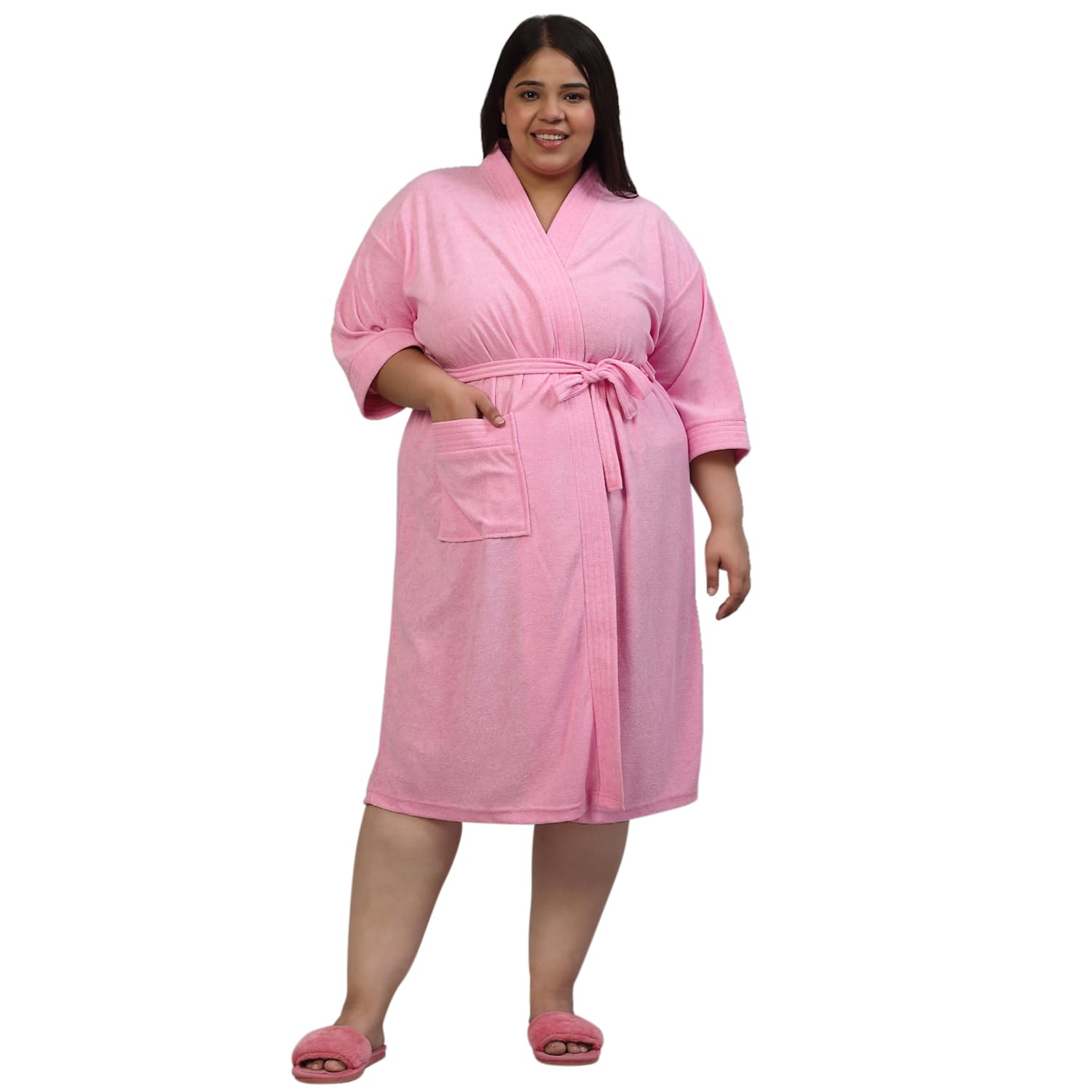 CREEVA Unisex Micro Terry Robe – Plus Size Daily Use Bathrobe | Comfortable, Soft & Durable-image-4