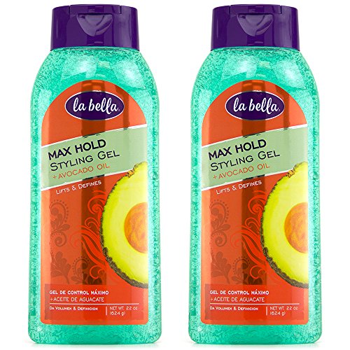 La Bella, Hair Gel, Max Hold Styling Gel, Avocado Oil, 22 oz, Pack of 2