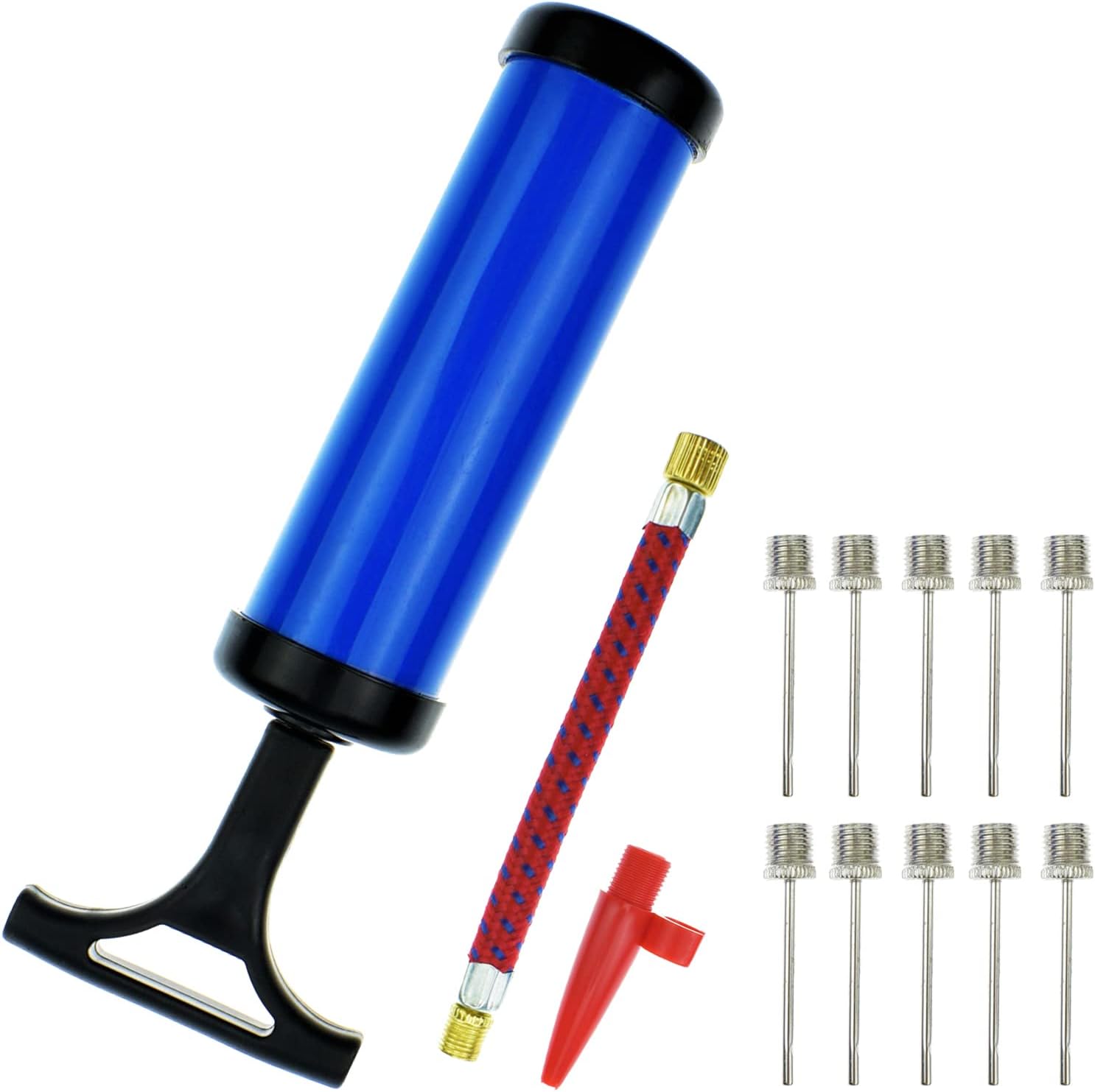 Syolee Tool Inflator Ball Pump with 10 Pcs Needles and 1 Pcs Valve Adapter 1 Pcs Air Hose for Football Basketball Volleyball Rugby Balloons and other Inflatable Syolee Tool Inflator Ball Pump with 10 Pcs Needles and 1 Pcs Valve Adapter 1 Pcs Air Hose for Football Basketball Volleyball Rugby Balloons and other Inflatable