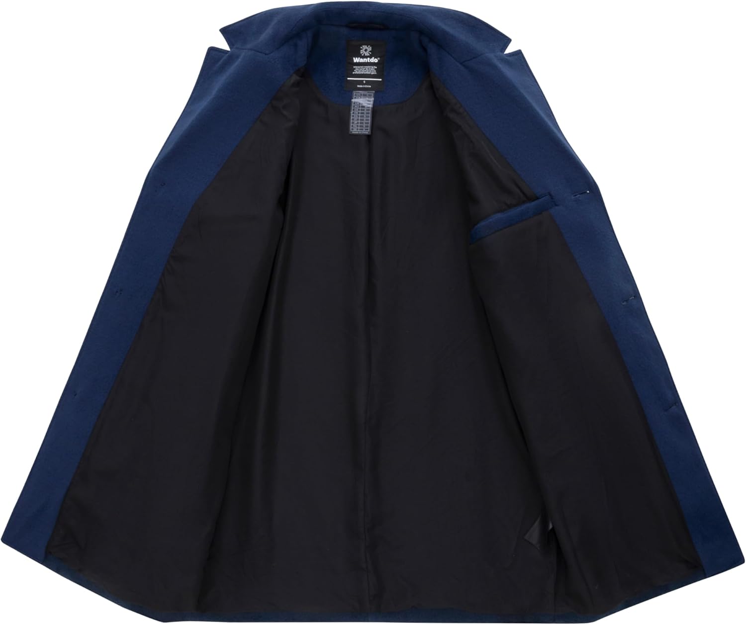 wantdo Men's Single Breasted Pea Coat Windproof Winter Coat Classic Notched Collar Military Jacket - Image 4