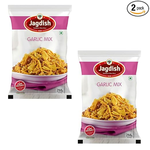 Jagdish Farshan Garlic Mix (Lasan Mix) Mixture Namkeen || Healthy and Hygienic || Delightful Ready to Eat || 250 GMS Pack of 2