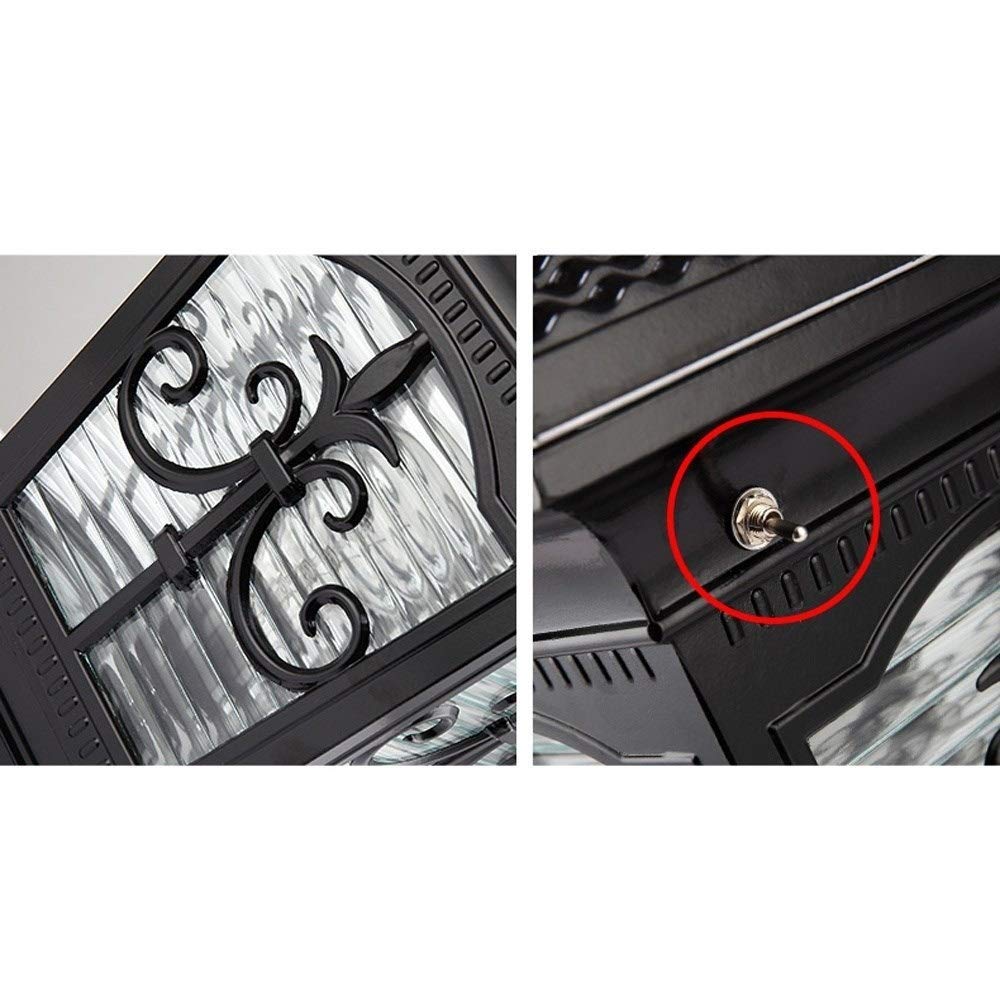 Colonna Luminosa a LED Solare con Custodia in Alluminio Nero, cancello, Portico, pilastro in Pietra, Lampada a Colonna retrò, Lussuosa Collezione coloniale contemporanea,50 * 30cm