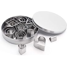 24 Pcs Geometric Shapes Cutters Set, DIY Stainless Steel Metal Cookie Cutters, Star Flower Hexagon Round Heart Square Triangle Oval Stainless Steel Cutter for Baking Small Cookie Cutters