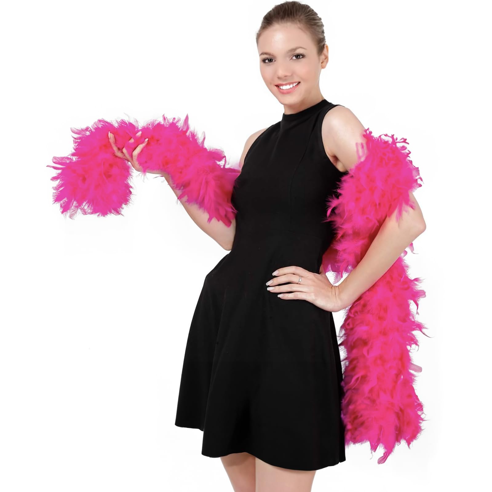 POPOYU Rose Rouge Boa en Plumes,2M/6.6ft Boa à Plumes Unisexe,80g Boa Plumes pour DIY Accessoire de Déguisement, Charleston Carnaval Fête Costumée, Décoration Halloween Noël Mariage Cosplay