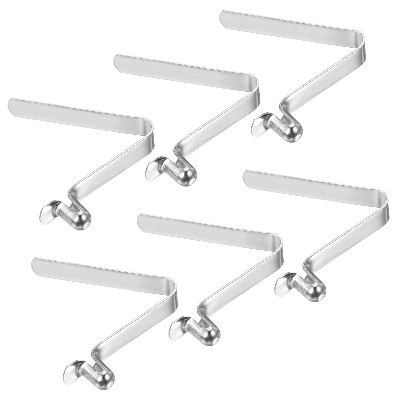 PATIKIL 6.5x4mm Kayak Paddle Snaps, 6 Pack Tent Pole Clips Steel V Shaped Single Pin Push Button Spring Clips Lock Tube Pole Clips for Camping Awning, Silver
