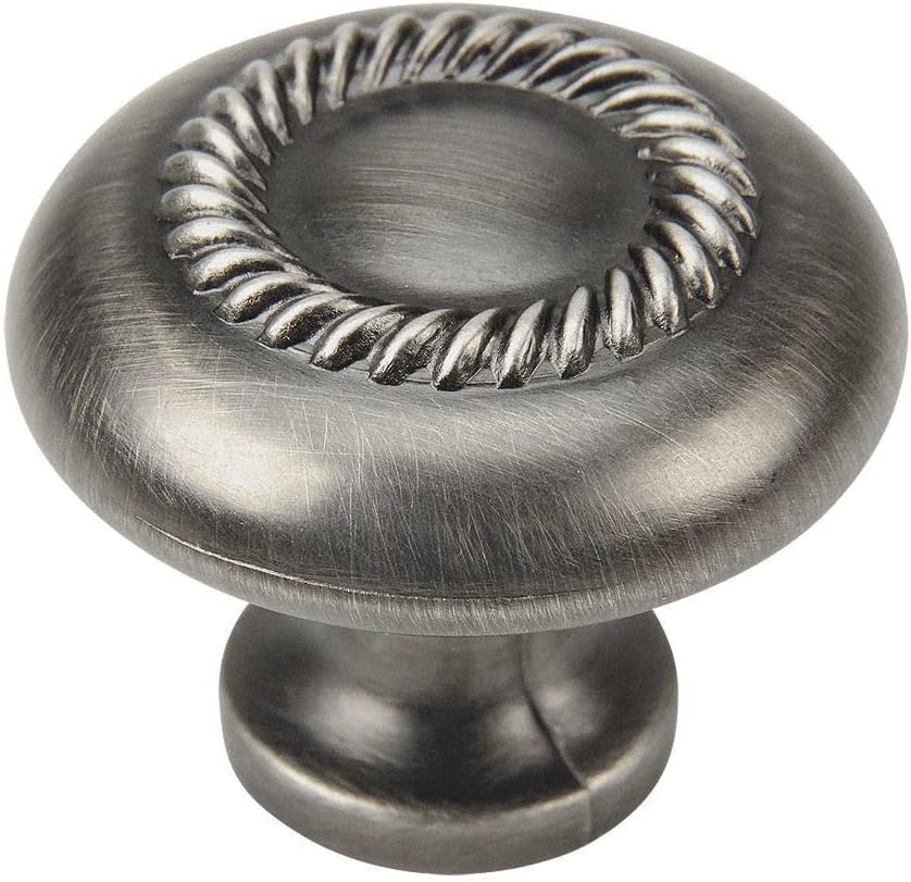 Cosmas 10 Pack 228AS Antique Silver Rope Cabinet Hardware Knob - 1-1/4" Inch Diameter
