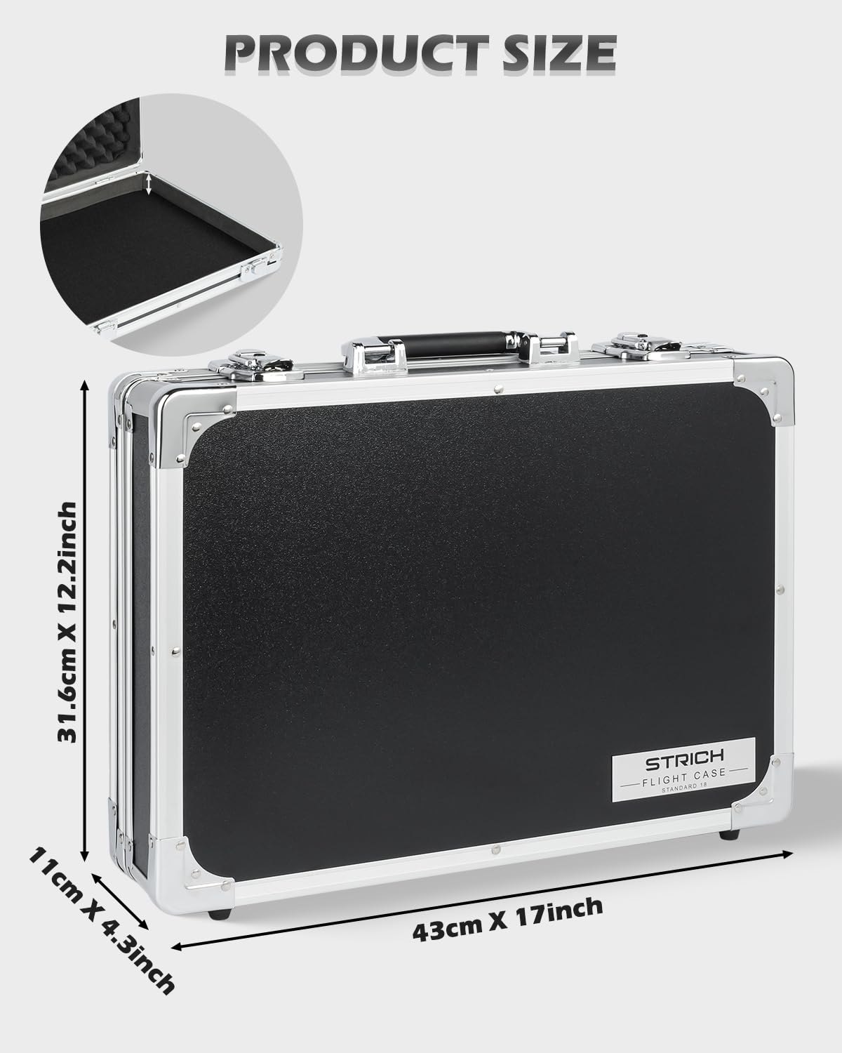 STRICH Standard 45,7 cm Gitarren-Multieffekt-Pedalkoffer, 46 x 31 x 11 cm
